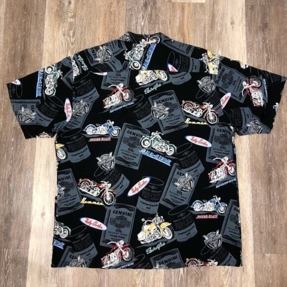 Harley-Davidson x Tori Richard Oil Can Camp Shirt Size XL Black Gray - Picture 3 of 7